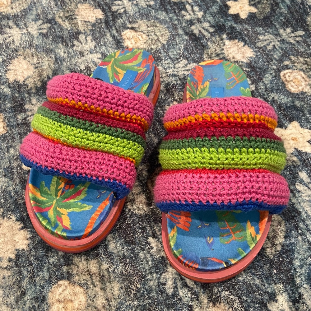 Farm Rio Crochet Slide Sandals